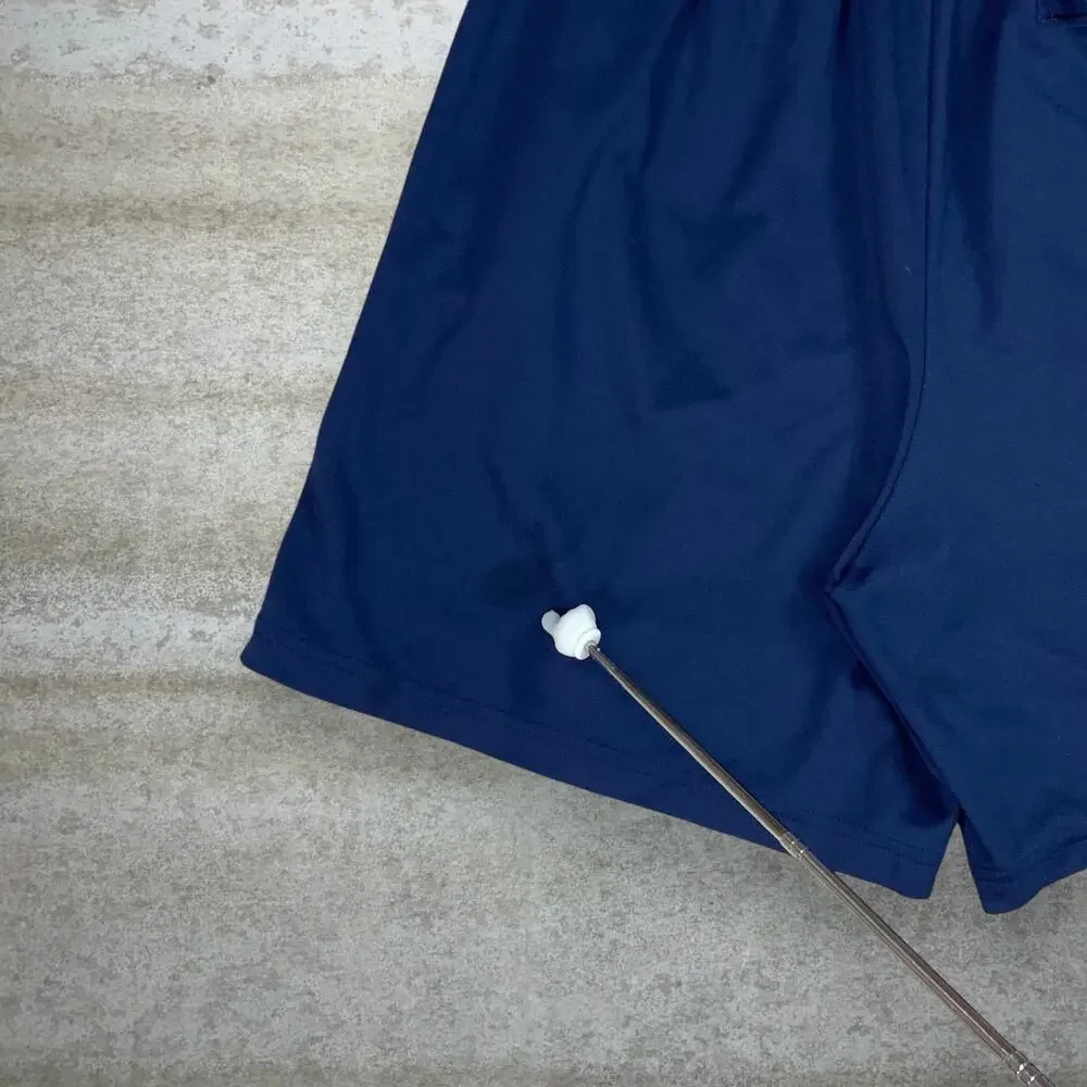 Vintage 90s Nike Gym Shorts Mens M Navy Blue Polyester 7" Inseam Subtle Swoosh - Picture 5 of 5